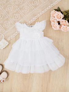 Robe fille robe de bébé baptismal blanc gauze d'anniversaire de fête de mariage accessoires pour enfants princesse