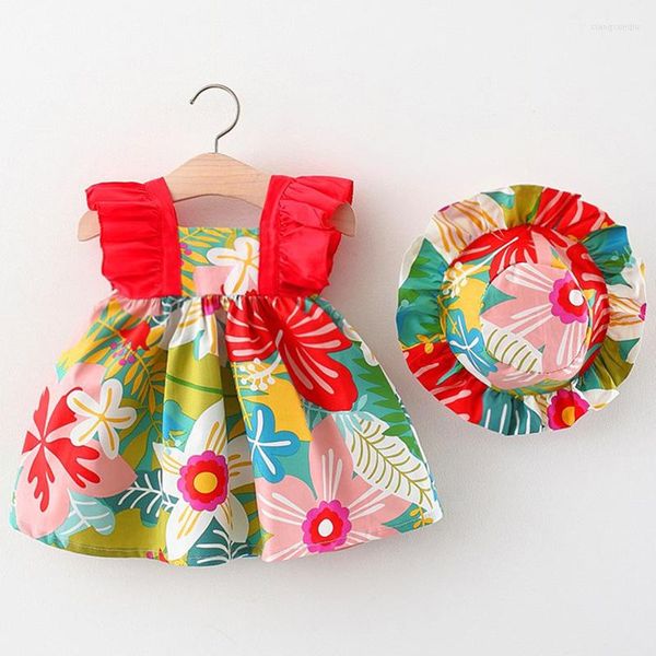Mädchen Kleider Baby Kleid Geboren Sommer Kleidung Koreanische Mode Ärmellose Baumwolle Prinzessin Sonnenhut Kleine Mädchen Kleidung Set