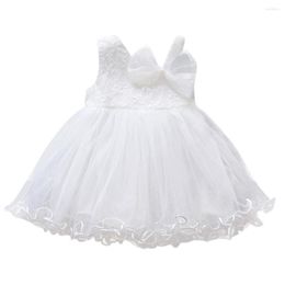 Meisjesjurken Babyjurk Bowknot Lace Tutu Kinderkleding Meisjes Mouwloze solide tule rok Bloemfeest Princess (6m-24m)