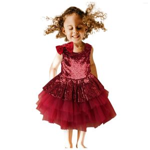 Fille robes bébé robe mignon noël nœud papillon solide princesse enfant en bas âge Tulle Tutu jupe tenues de fête Costume