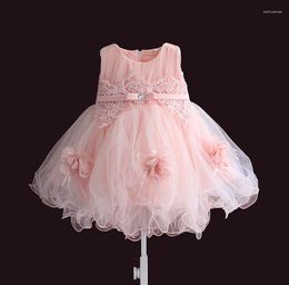 Meisje jurken babyjurk roze bloem mouwloze baljurk prinses bruiloft meiden doop 1 jaar vestido infantil 6m-4y