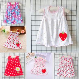 Vestidos de niña vestido de bebé verano niñas estilo ropa infantil flor roja 0-24 meses