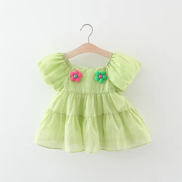 Fille robe bébé robe d'été solide vêtements sweet anniversaire de fête d'anniversaire de fleur de fleur courte belle jupe