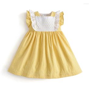 Robes jaunes de pâques pour filles, tenue de pâques pour enfants, Boutique espagnole, frocs en coton sans manches, été 2024