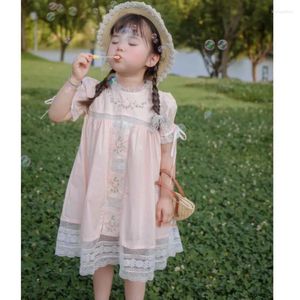 Robes de fille bébé fleur broderie dentelle conception robe enfants boutique espagnole vêtements à la main robe de fille fumée pour l'Aïd A2465
