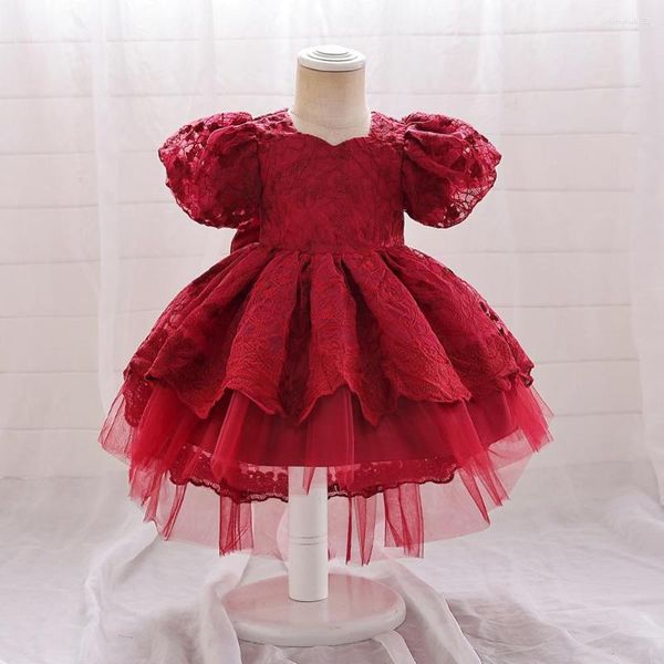 Vestidos de niña, fiesta de cola de flores para bebé, vestido de princesa de bautismo blanco para niñas, ropa para niños, vestido de boda de cumpleaños infantil