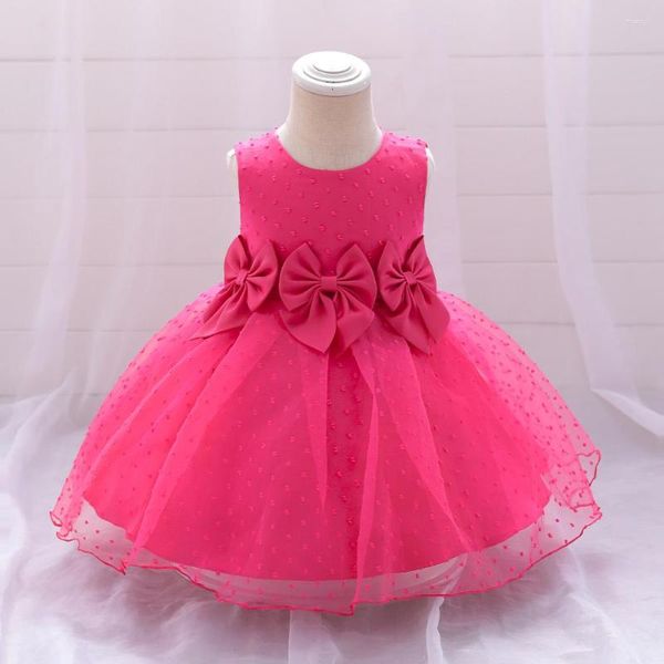 Robes d'été en Tulle bouffantes pour petites filles, tenue de princesse avec nœud, pour anniversaire, fête de mariage, tenue de soirée