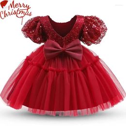 Robes de fille bébé filles robe de soirée de Noël paillettes robe de princesse fleur costumes de mariage enfants gonflés vêtements de fête de Noël 2024