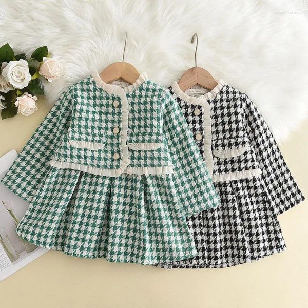 Vestidos para niña, conjunto de ropa para niña pequeña, ropa de uva de dibujos animados para otoño e invierno, traje dulce tejido para niño, traje para niño