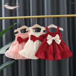 Robes pour petites filles, tenue de princesse en maille avec grand nœud, écharpe, Mini vêtements de fête d'anniversaire, 2023