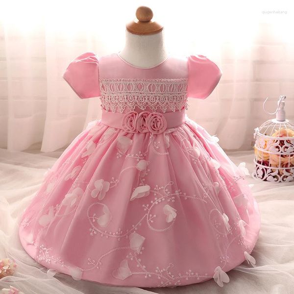 Fille robe bébé filles robe fleur de mariage gauze princesse cent jours 1 an anniversaire tutu 0-2