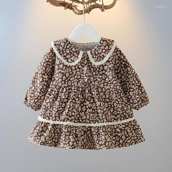 Robe à fleurs pour petites filles, tenue décontractée, style coréen, mignon, faux deux pièces, pour tout-petits, Y45, printemps-automne, 2023