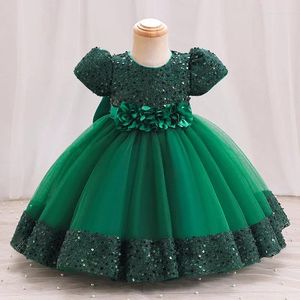 Meisje jurken babymeisjes groene kerstjurk pailletten tule baby 1e verjaardag prinses feest voor bruiloft prom jurk 0-4y