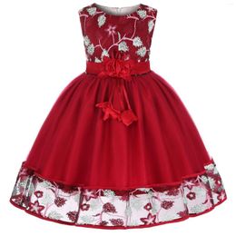 Robes en dentelle pour petites filles, tenue à fleurs, vêtements de mariage, Costume de princesse de noël, vêtements de fête pour enfants