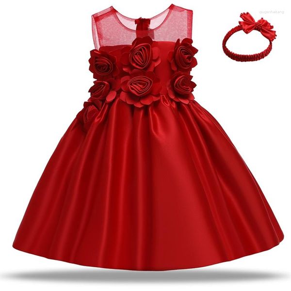 Vestidos de niña para niñas, ropa de fiesta de bautismo de princesa, Vestido de boda pequeño, Vestido de tutú de cumpleaños de encaje para niños pequeños