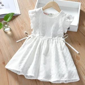 Robes de princesse en coton blanc pour petites filles, sans manches, broderie, vêtements décontractés à la mode, fête d'été pour enfants