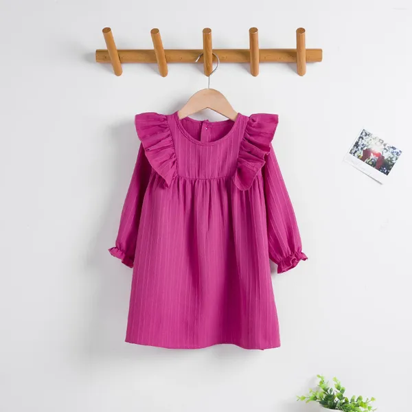 Robes de fille bébé filles volants robe en coton pour enfants rose une pièce causale été enfants portent des vêtements pour tout-petits plage vacances robe d'été