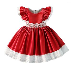 Fille robes bébé filles robe de noël pour enfants Satin volants a-ligne enfant en bas âge Boutique vêtements espagnol enfants Lolita Costume