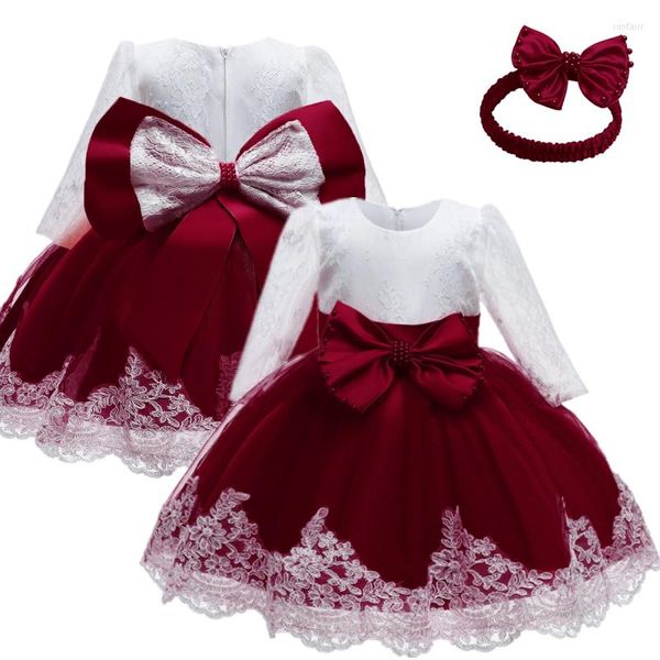 Robes de fille bébé infantile manches longues robe de bal 0-2T filles robe d'anniversaire vêtements de noël broderie Costume vêtements né