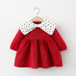 Abiti da ragazza Baby Kids Christmas Party Dress Primavera Autunno Princess Sweet Dots Collar Abbigliamento casual Vestidos 0-3 anni