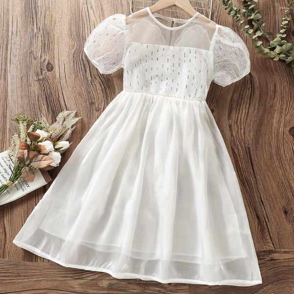 Robes de fille bébé enfants princesse blanche pour filles Costumes de fête coton adolescents à manches courtes été enfants vêtements 6 8 10 12 ans