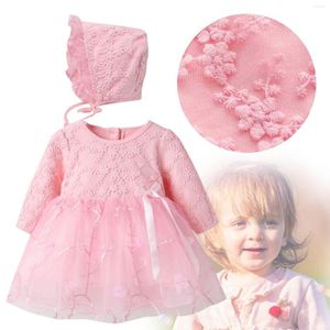 Vestidos de niña Bebé Encaje Princesa Vestido Sombrero Conjunto Born 2pcs Tutu Falda rosa Otoño Niño Fantasía para niñas 2t