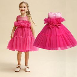 Fille robes bébé un an robe de fête d'anniversaire 1-5T enfant en bas âge vert bal Pageant robes fleur moelleux mariage cérémonie Costume