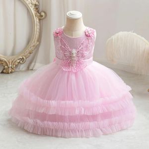 Robes de soirée pour filles, robe de soirée pour bébé, grand papillon, mignon, en maille rouge, pour anniversaire, mariage, année de noël, adapté aux enfants de 0 à 3 ans