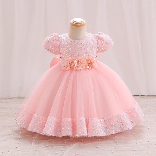 Vestidos de niña, vestido de princesa para bebé, protector de lentejuelas, Navidad, Pascua, baile de graduación, bonito lazo grande, lavado de malla, ropa para niña 2023