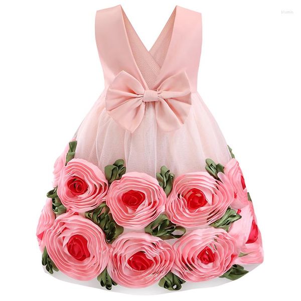 Robes de fille bébé princesse fête de mariage enfants enfants Costume de noël vêtements Infantil fille fleur rayure robes vêtements