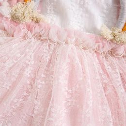 Robes fille bébé barboteuse robe arc-en-ciel princesse sans manches col carré couches maille Tutu jupe né vêtements d'été