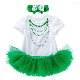 Meisjesjurken Baby St. Patricks Day Girls Outfit Geboren Tutu Rok Jurkset Shamrocks Green Tule