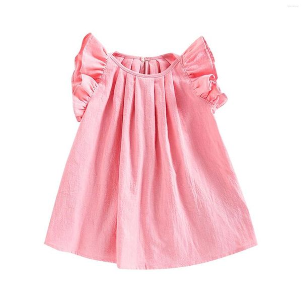 Vestidos de niña Vestido de verano para bebé Suelto Manga voladora Cuello redondo Un columpio Casual para 6 a 24 meses Mameluco para niños pequeños