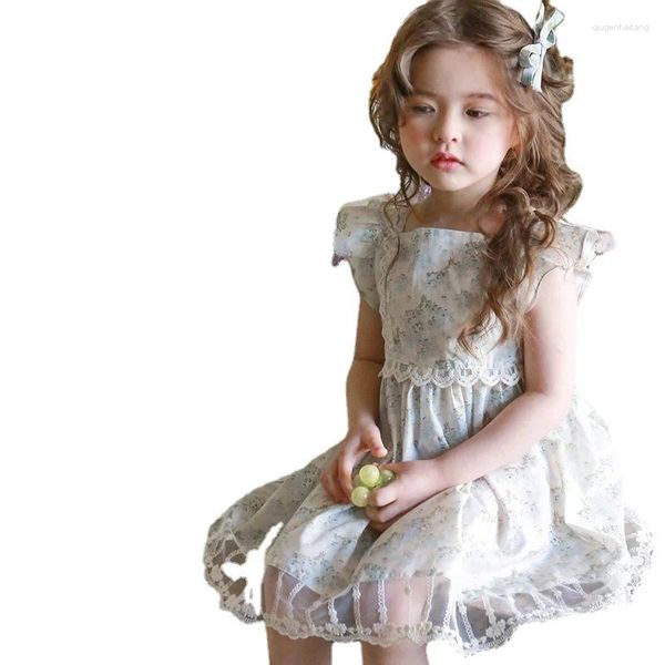 Vestidos de niña Baby Summer Summer Cotton Ropa de algodón Vestido de encaje Princesa sin espalda por 2-13 años sin mangas CC015