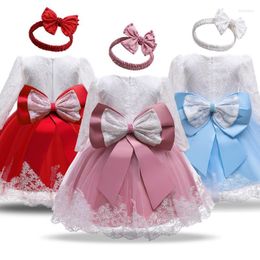 Meisje jurken baby bruiloft feestjurk voor meisjes geboren verjaardag tutu vestido doop gekweekt prinses kant