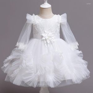 Fille Robes Bébé Blanc Baptême Baptême Infantile Enfants Tutu Spectacle Robe Hiver Printemps Princesse Pageant Solide Couleur 6 Mois