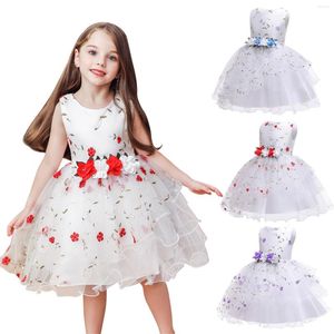 Girl Dresses Ball Prom Outfits 2-10y mouwloze jurk tule jurk geborduurde jongen bloemenkinderen prinses Jean Jumper voor meisjes