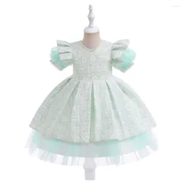 Vestidos de niña Argüenza de manga corta Ropa de fiesta de cumpleaños Flower Girls Childs Wedding Pageant Dress para 4-6 años