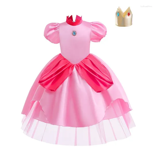 Robes de fille Biqi robe de princesse rose pêche à la main fête d'anniversaire tenue de spectacle soirée Halloween Anime Cosplay Costume