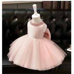 Vestidos da menina aniversário batizar menina um ano rosa fofo anfitrião piano desempenho traje das crianças vestido de princesa