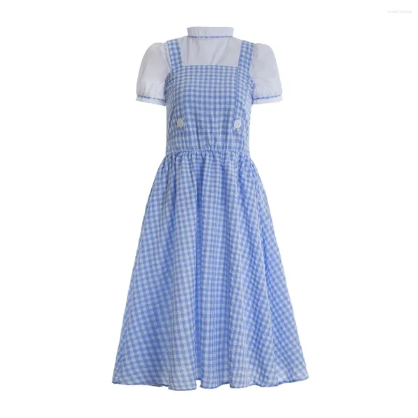 Vestidos de niña Traje de vestido de gingham azul y blanco Dorothy Baby Fairy Wizard Pennis