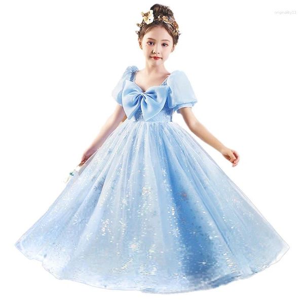 Vestidos de niña, vestido de princesa de copo de nieve con lentejuelas azules para niños, rosa, elegante, cumpleaños, carnaval, desfile, actuación, niñas de 2 a 14 años