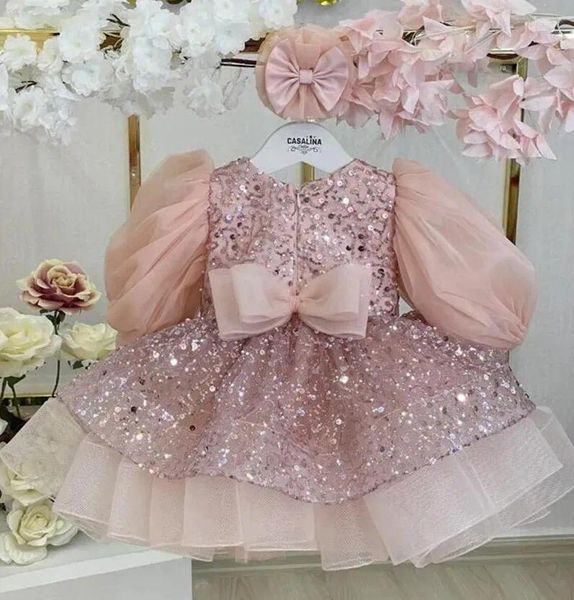 Vestidos para niña, vestido de tela esponjosa para bebé, vestido de fiesta de primer cumpleaños para niño pequeño, mangas abullonadas, 12M, 18M, 24M