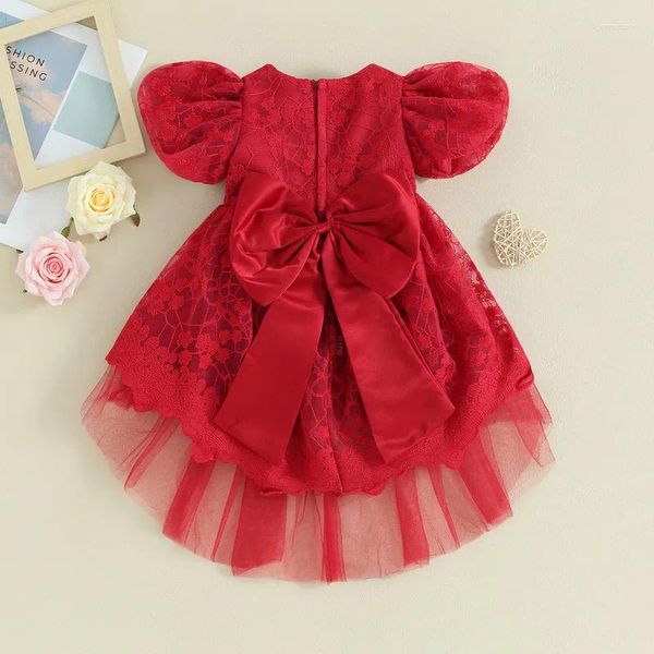 Robes de fille né bébé robe à fleurs brodé manches bouffantes Tulle Tutu formelle fête de mariage Pageant robe de bal