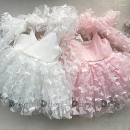 Robes de fille née bébé filles 3D robe papillon pour les tout-petits bretelles dentelle robe de soirée enfants nœuds cérémonie Vestido 1Y vêtements