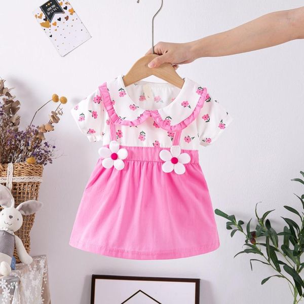 Fille Robes Né Bébé Filles Robe D'été À Manches Courtes Coton Fleur Vêtements Mode 0-3T