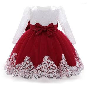 Fille Robes Né Grand Arc 1er Anniversaire Robe De Baptême Pour Bébé Vêtements À Manches Longues Princesse Partie Robe De Bal