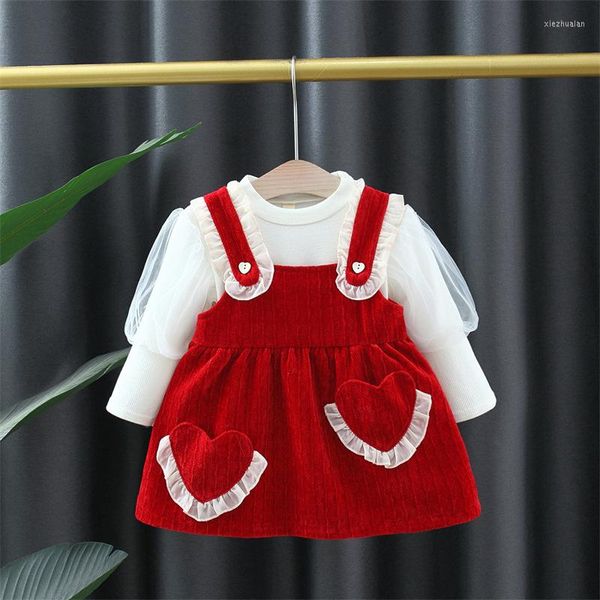 Robes de fille Born Infant Baby Dress T-shirt à manches longues Princess Outfits Casual Toddler Girls Birthday Clothing Sets