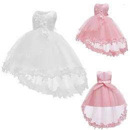 Robes de fille née robe de princesse bébé filles 1 ans enfants anniversaire solide longue queue élégante robe pour 0-2Y robe de bal de demoiselle d'honneur