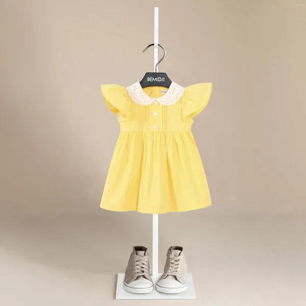 Vestidos de niña Marca de alta calidad Manga con volantes Blusas de verano para niñas Tops de encaje Algodón Casual Niños Ropa de bebé Camisas Vestido